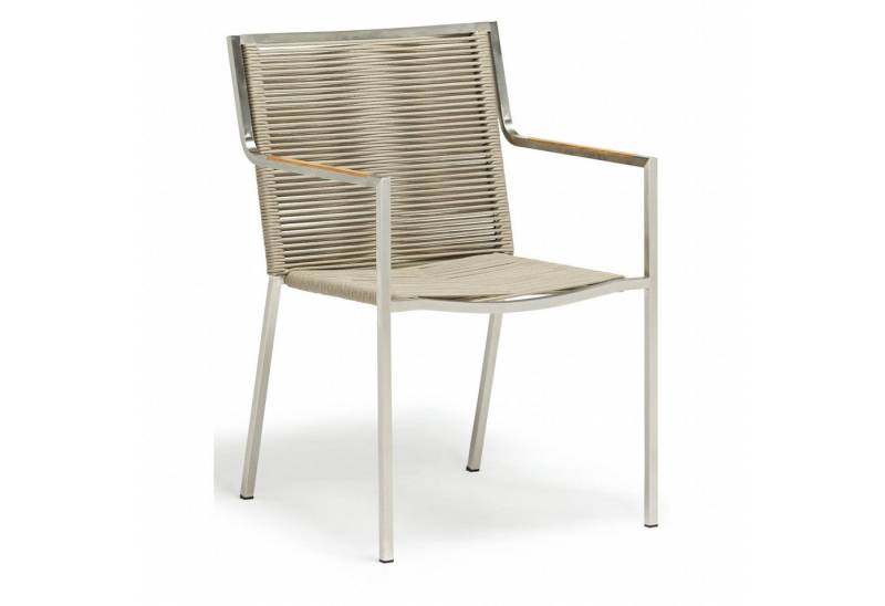 Inko Gartenstuhl Inko Stapelsessel Varuna Edelstahl/Kordel/Teak 56x58x85 cm Stapelstuhl von Inko