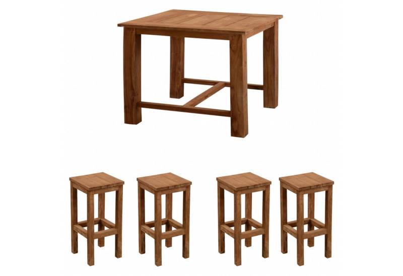 Inko Sitzgruppe Inko 5-teilige Bar-Sitzgruppe Abacus recyceltes Teak 120x80x108 cm von Inko