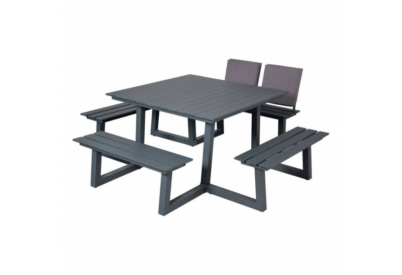 Inko Sitzgruppe Inko Cebu Sitzgruppe Tisch mit 4 Bänken Aluminium graphit von Inko