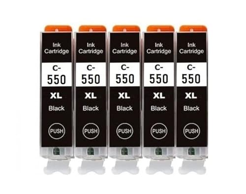 5 Druckerpatronen kompatibel mit Canon PGI-550 BK XL Black, schwarz für Pixma IP7240, IP7250, IP8750, IX6850, MG5450, MG5550, MG5650, MG5655, MG6350, MG6450, MG6650, MG7150, MG7550, MX725, MX925 von Inkpro