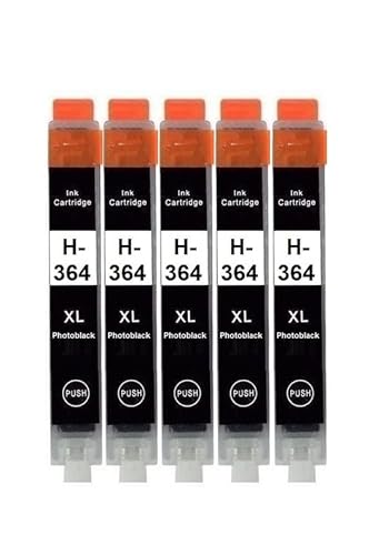 5 Tintenpatronen kompatibel mit HP 364 XL Photo-Black für Deskjet D5445, D5460, Officejet 7515, Photosmart 7510, 7520, B8550, C5324, C5370, C5373, C5380, C5383, C5388, C5390, C5393, C6324, C6380... von Inkpro