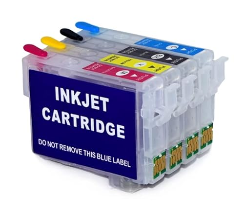 Inkpro - 4 nachfüllbare Tintenpatronen mit Auto-Reset-Chips kompatibel mit Epson T18 XL Black, Cyan, Magenta, Yellow - T1811, T1812, T1813, T1814 von Inkpro