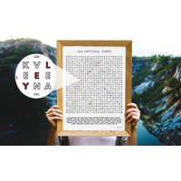 Us 60 National Parks Travel Checklist, Wortsuche Wand Kunst Poster Druck, Einzigartige Abenteuer Geschenke Für Sie/Ihn Us 60 National Parks Travel Checklist, Wortsuche Wand Kunst Poster Druck, Einzigartige Abenteuer Geschenke Für Sie/Ihn von InkwellGoodsCo