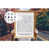 Us Bundesstaaten Reise-Checkliste, Wortsuch-Wand-Kunst-Plakat, Einzigartige Abenteuergeschenke Für Sie/Ihn von InkwellGoodsCo