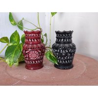 Marmor Blumenvase, Marmorvase, Vintage Black Shades Marmorvase Polierter Stein Kleine Vase Handgemachte Blumentopf von InlayStone