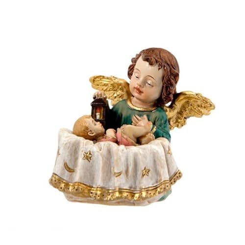 Inmaculada Romero IR Schutzengel Figur 5 cm Detail Mädchen Krippe Harz Kleidung Rosa von Inmaculada Romero IR