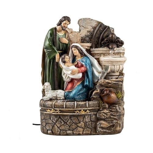 Inmaculada Romero IR Weihnachtsgeburtsgeheimnis mit Brunnenfigur 25 cm. einteiliges Jesuskind aus Kunstharz, Jungfrau Maria, Heiliger Josef. Unisex. Länge (cm): 25. von Inmaculada Romero IR