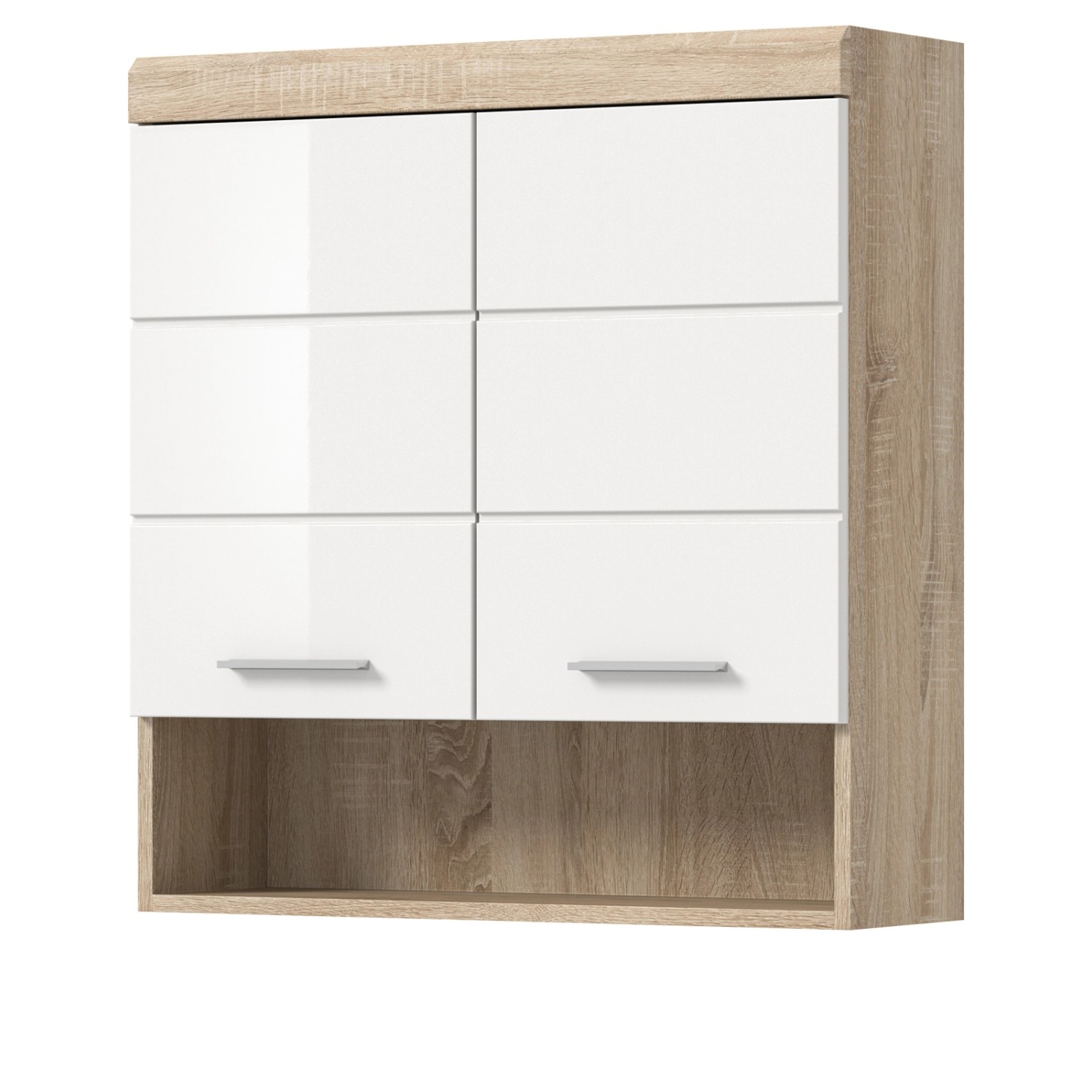 Inn.Furn Badezimmer Hängeschrank in Weiß Hochglanz und Eiche 74 x 79 cm Mambo Inn.Furn Badezimmer Hängeschrank in Weiß Hochglanz und Eiche 74 x 79 cm Mambo von Inn.Furn