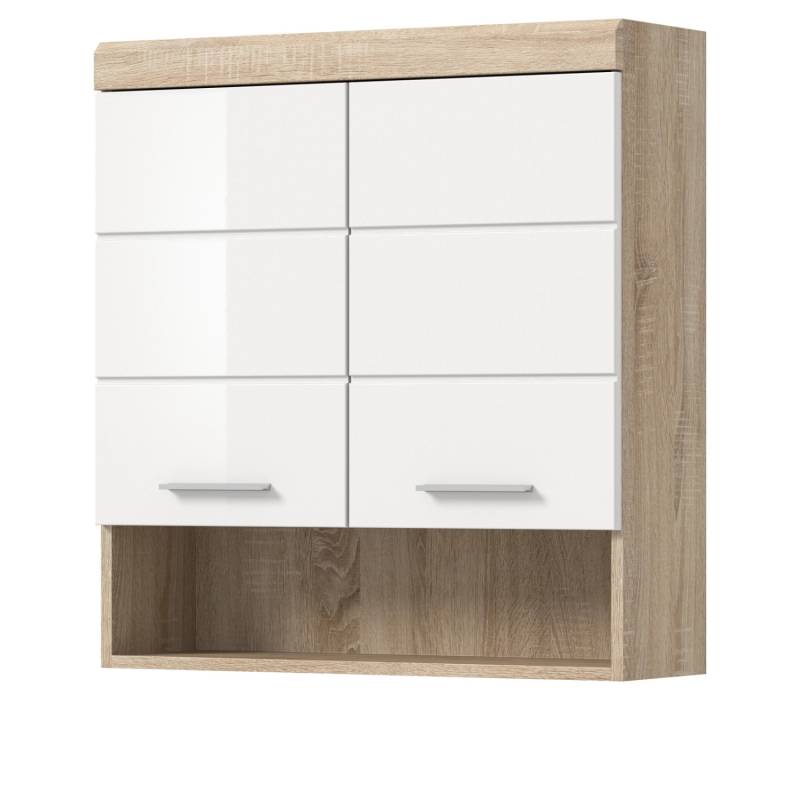 Inn.Furn Badezimmer Hängeschrank in Weiß Hochglanz und Eiche 74 x 79 cm Mambo Inn.Furn Badezimmer Hängeschrank in Weiß Hochglanz und Eiche 74 x 79 cm Mambo von Inn.Furn