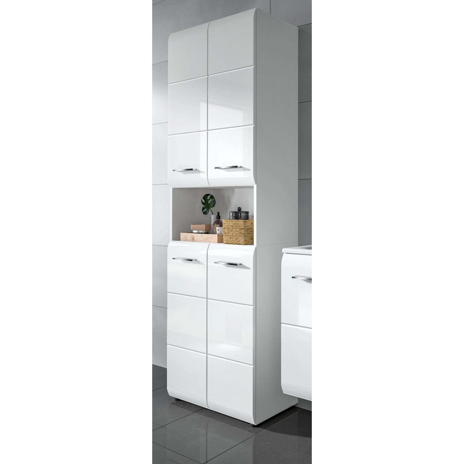 Inn.Furn Badezimmer Hochschrank in Weiß Hochglanz 60 x 185 cm Livia Inn.Furn Badezimmer Hochschrank in Weiß Hochglanz 60 x 185 cm Livia von Inn.Furn