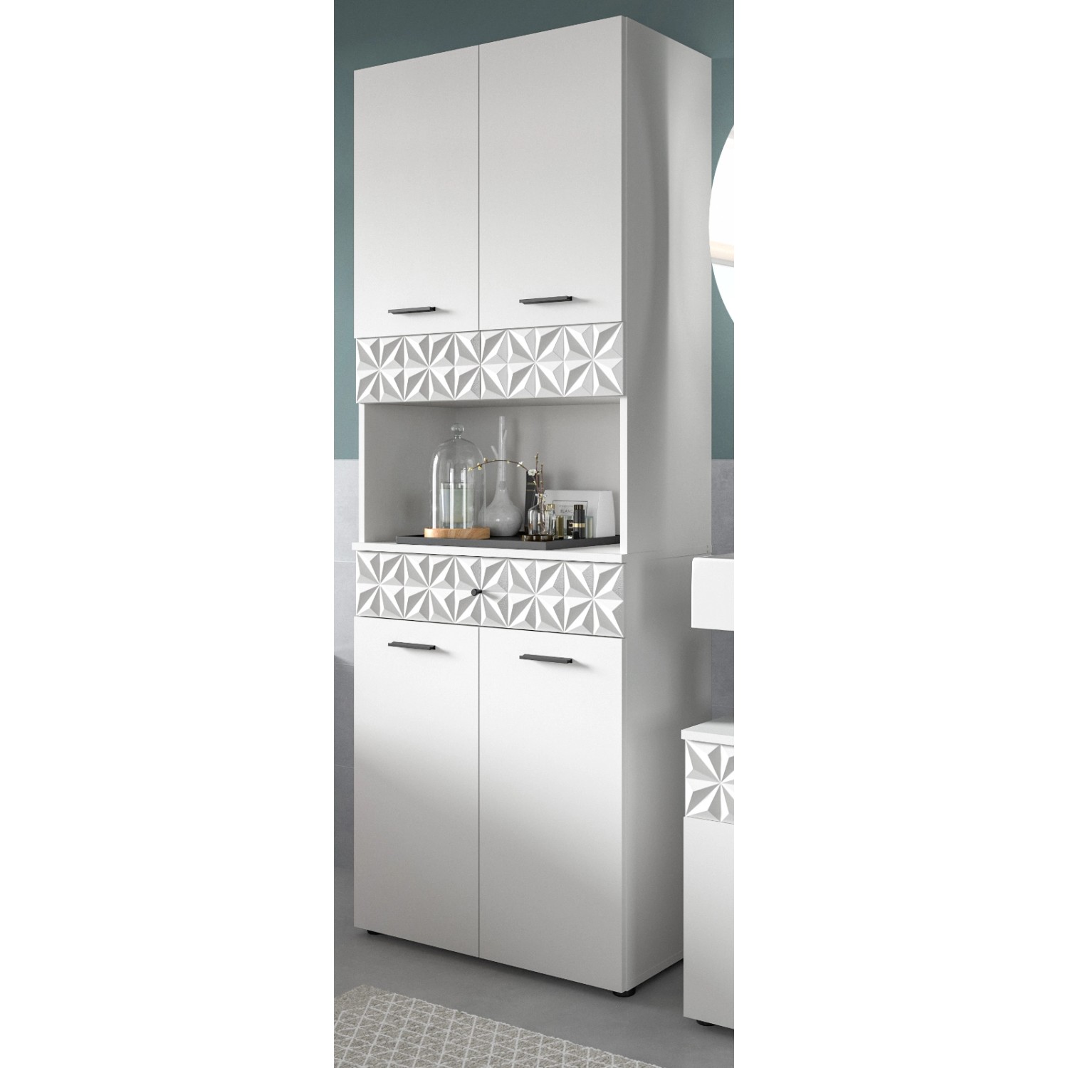 Inn.Furn Badezimmer Hochschrank in Weiß Hochglanz 70 x 187 cm Relief Inn.Furn Badezimmer Hochschrank in Weiß Hochglanz 70 x 187 cm Relief von Inn.Furn