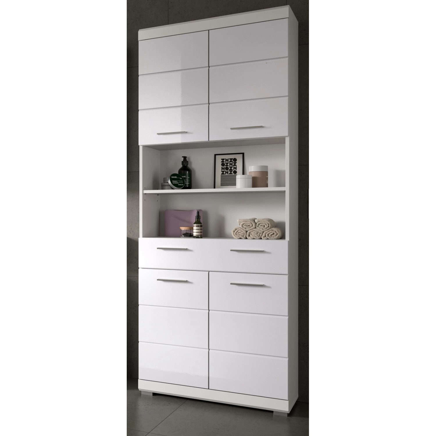 Inn.Furn Badezimmer Hochschrank in Weiß Hochglanz 74 x 191 cm Shawn Inn.Furn Badezimmer Hochschrank in Weiß Hochglanz 74 x 191 cm Shawn von Inn.Furn