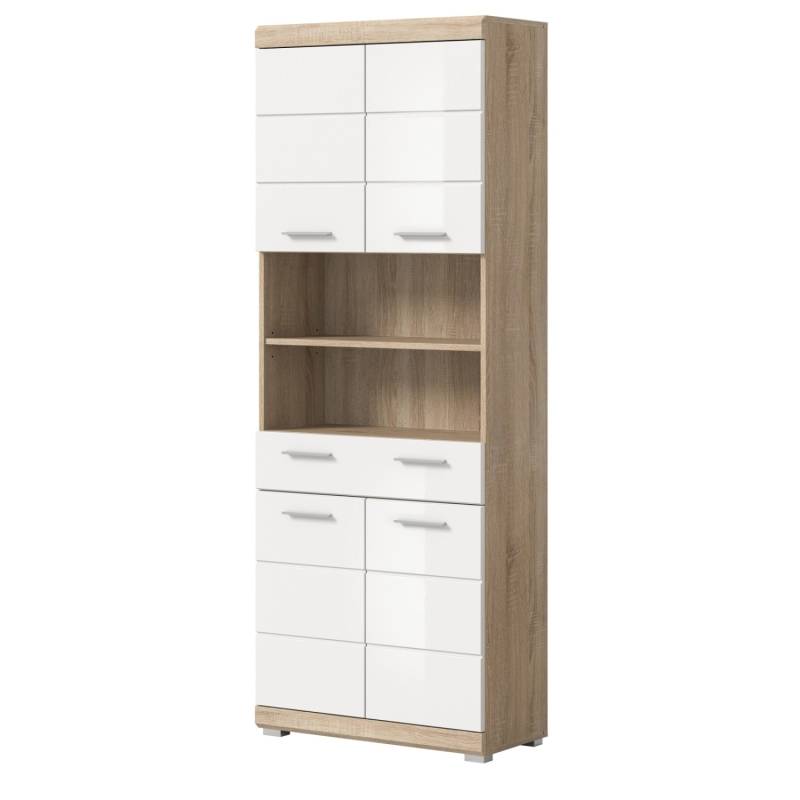 Inn.Furn Badezimmer Hochschrank in Weiß Hochglanz und Eiche 74 x 191 cm Mambo Inn.Furn Badezimmer Hochschrank in Weiß Hochglanz und Eiche 74 x 191 cm Mambo von Inn.Furn