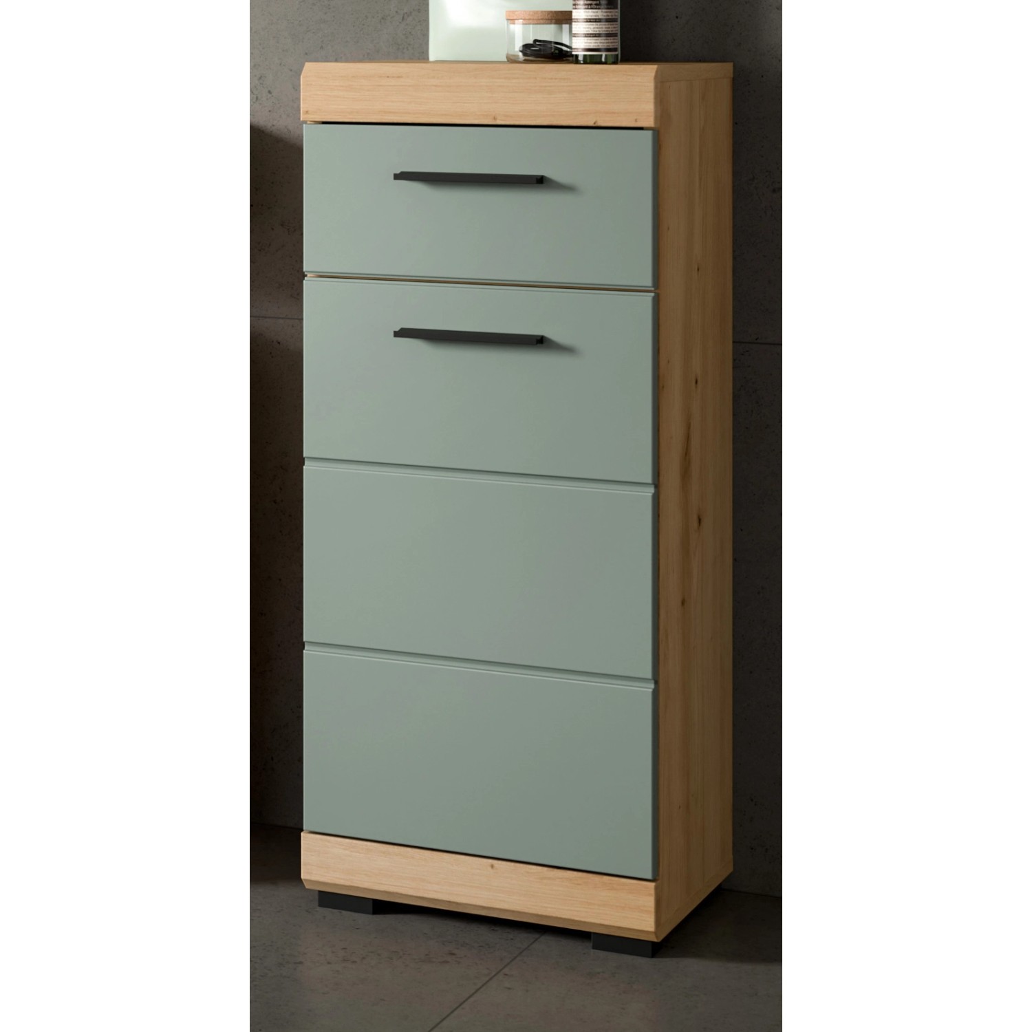 Inn.Furn Badezimmer Kommode in Grün und Eiche 37 x 88 cm Shawn Inn.Furn Badezimmer Kommode in Grün und Eiche 37 x 88 cm Shawn von Inn.Furn