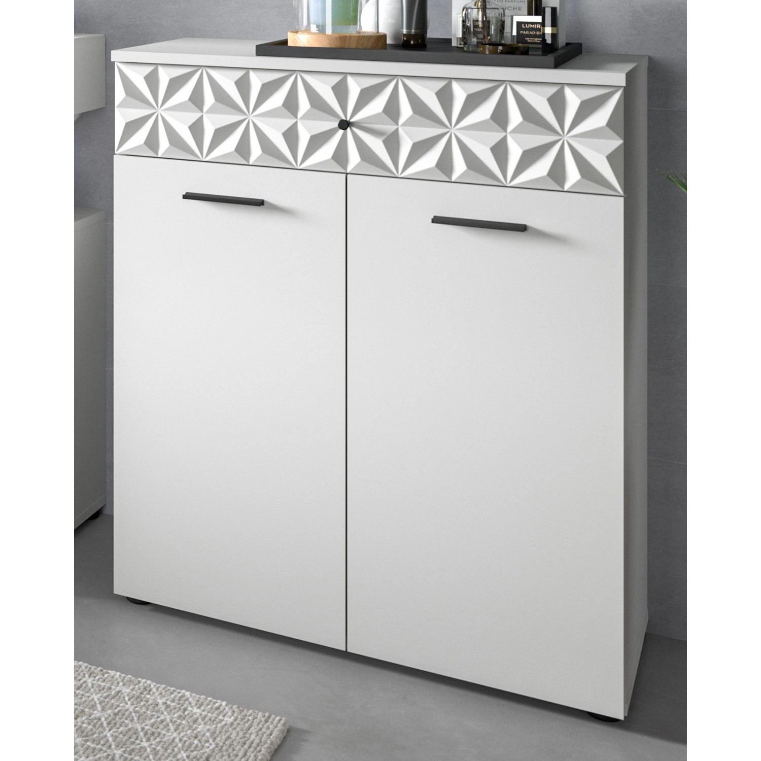 Inn.Furn Badezimmer Kommode in Weiß Hochglanz 70 cm Relief Inn.Furn Badezimmer Kommode in Weiß Hochglanz 70 cm Relief von Inn.Furn