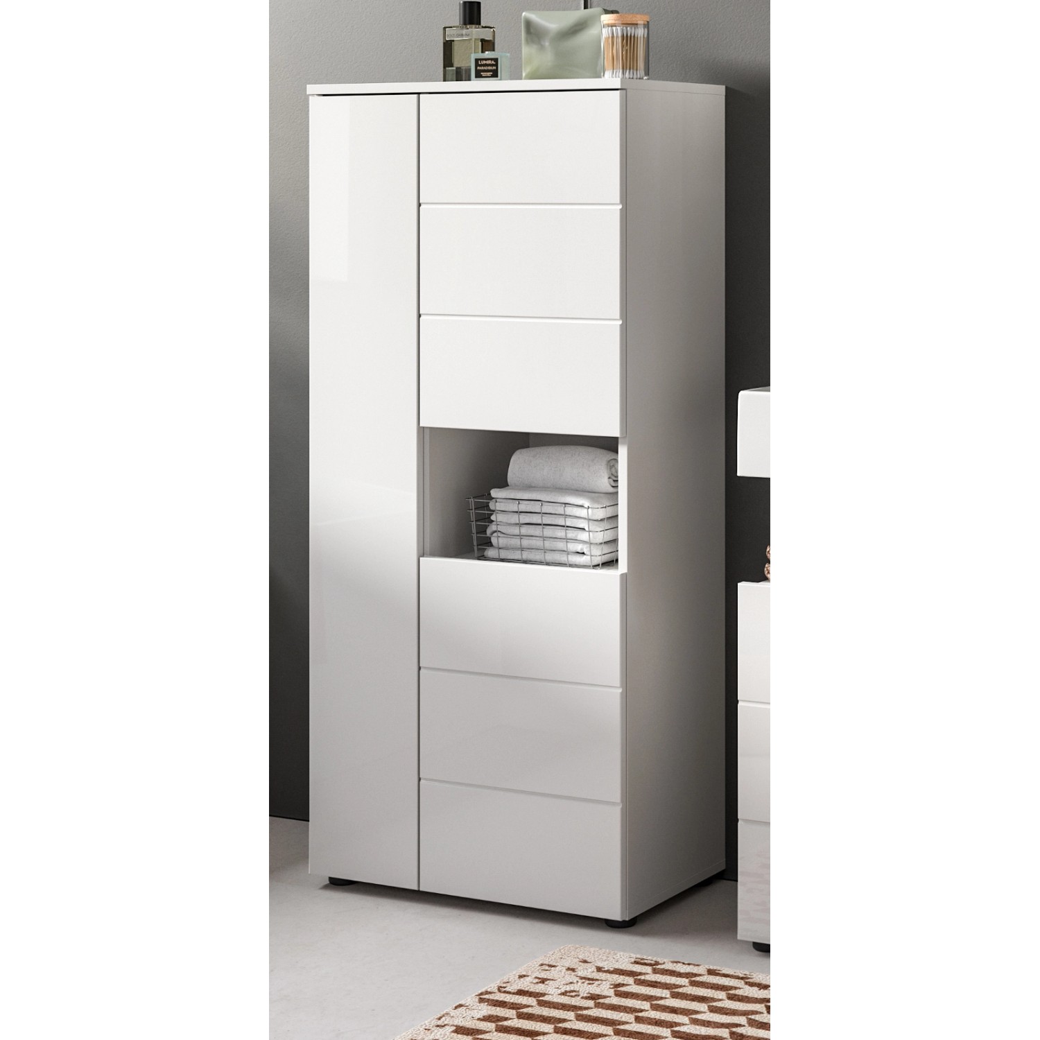 Inn.Furn Badezimmer Midischrank in Weiß Hochglanz 60 x 131 cm Larik Inn.Furn Badezimmer Midischrank in Weiß Hochglanz 60 x 131 cm Larik von Inn.Furn