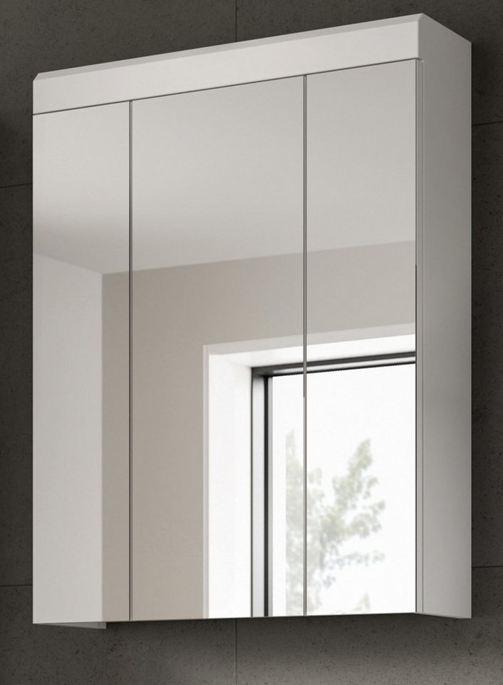 Inn.Furn Badezimmerspiegelschrank Shawn (Badschrank in weiß Hochglanz, 3-türig, 60 x 79 cm) mit 9 Fächern von Inn.Furn