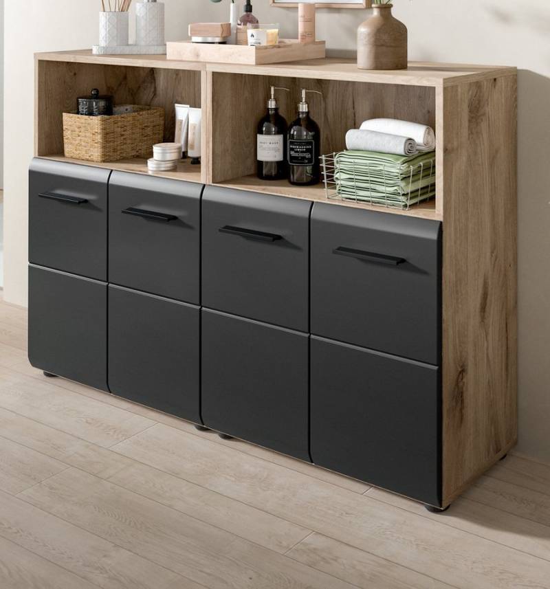 Inn.Furn Badkommode Cover (Spar-Set, 2x Kommode Schwarz und Eiche, 120 x 80 cm), einzeln oder als Doppelkommode von Inn.Furn