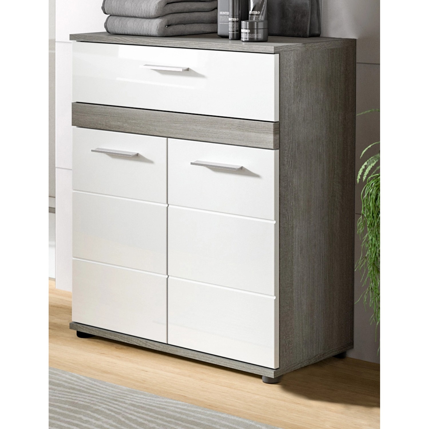 Inn.Furn Badkommode Weiß Hochglanz Grau 71 cm mit Rillenoptik Bailey Inn.Furn Badkommode Weiß Hochglanz Grau 71 cm mit Rillenoptik Bailey von Inn.Furn