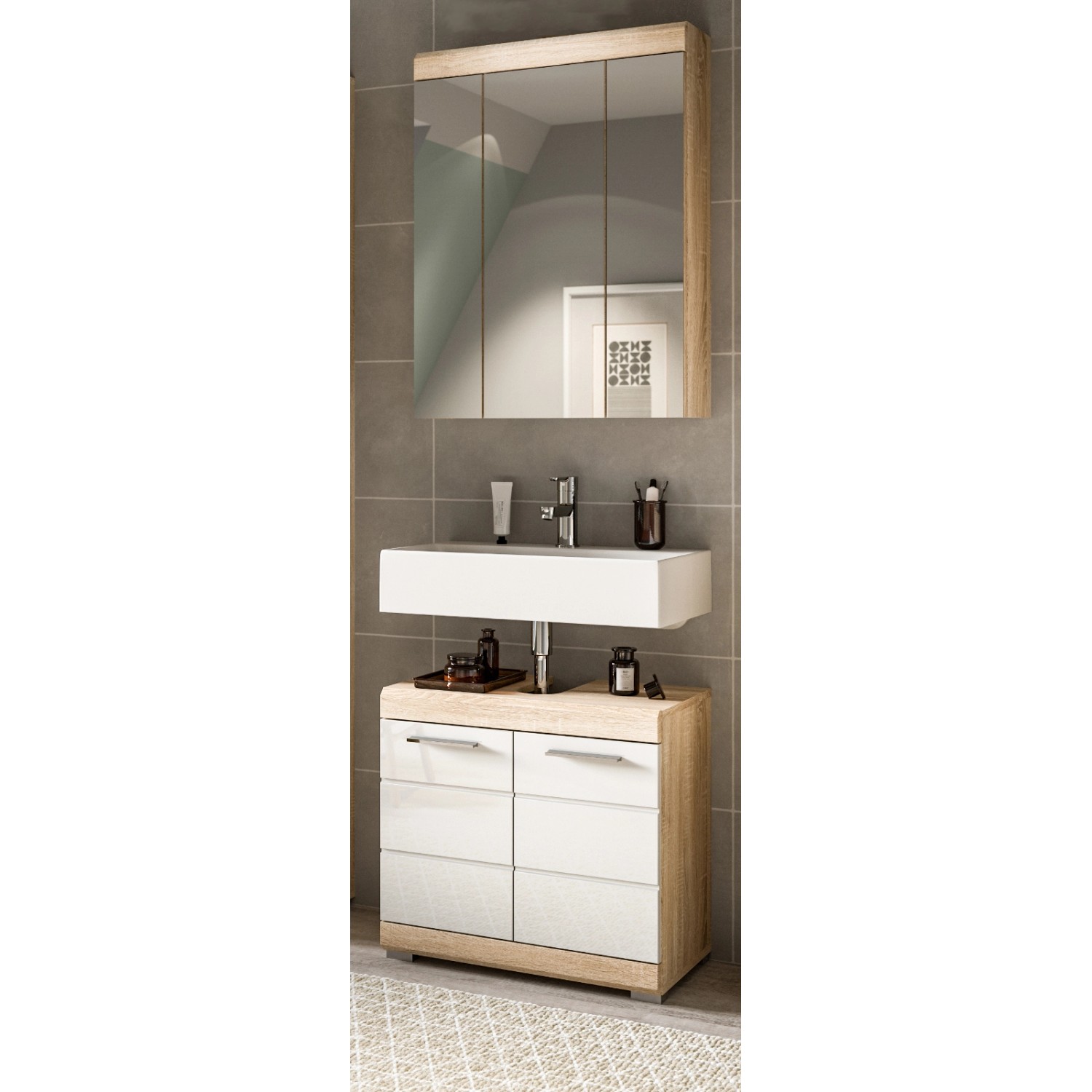 Inn.Furn Badmöbel Set 2-teilig 60 cm in Weiß Hochglanz und Eiche Mambo Inn.Furn Badmöbel Set 2-teilig 60 cm in Weiß Hochglanz und Eiche Mambo von Inn.Furn