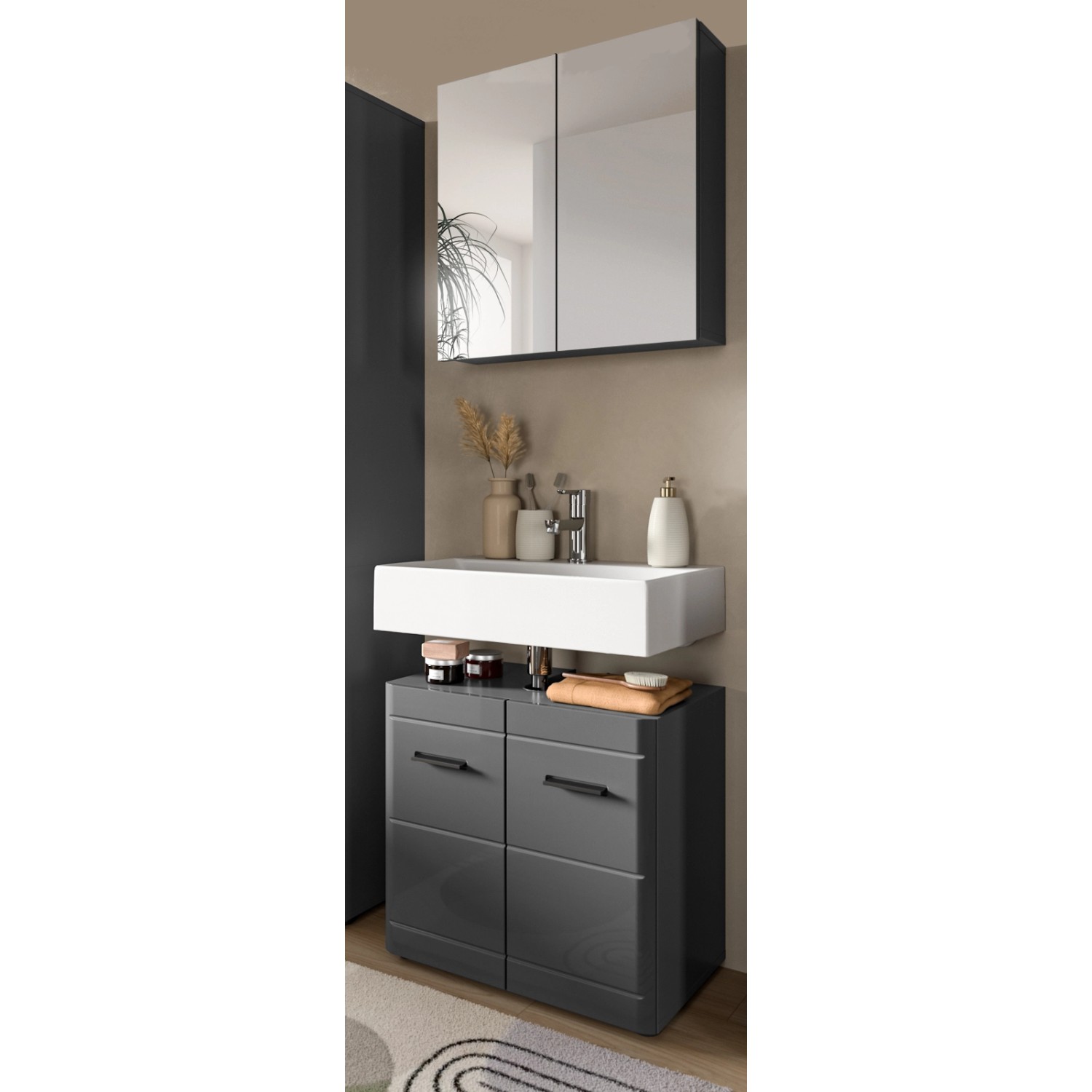 Inn.Furn Badmöbel-Set 2-teilig Grau Hochglanz 60 cm mit Soft-Close Strong Inn.Furn Badmöbel-Set 2-teilig Grau Hochglanz 60 cm mit Soft-Close Strong von Inn.Furn