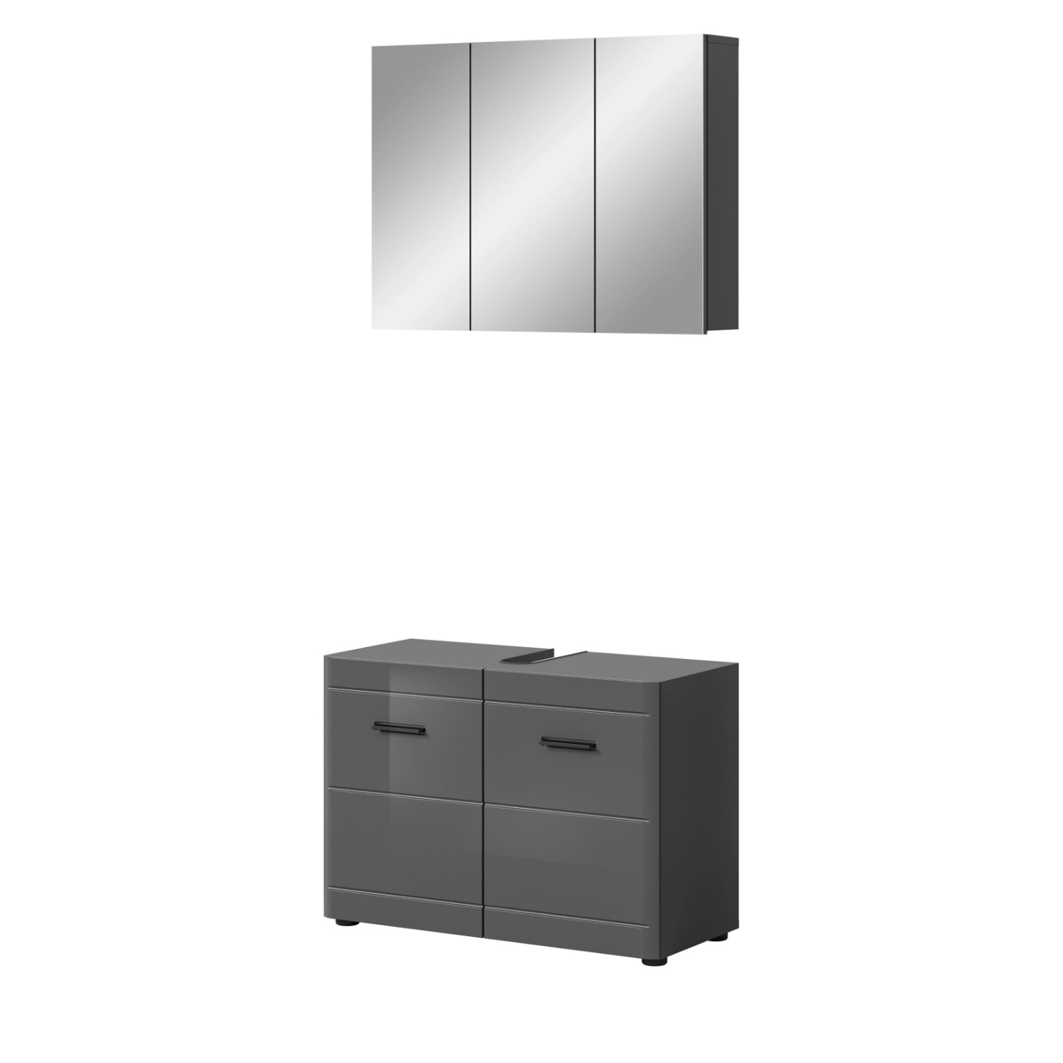 Inn.Furn Badmöbel-Set 2-teilig Grau Hochglanz 80 cm mit Soft-Close Strong Inn.Furn Badmöbel-Set 2-teilig Grau Hochglanz 80 cm mit Soft-Close Strong von Inn.Furn