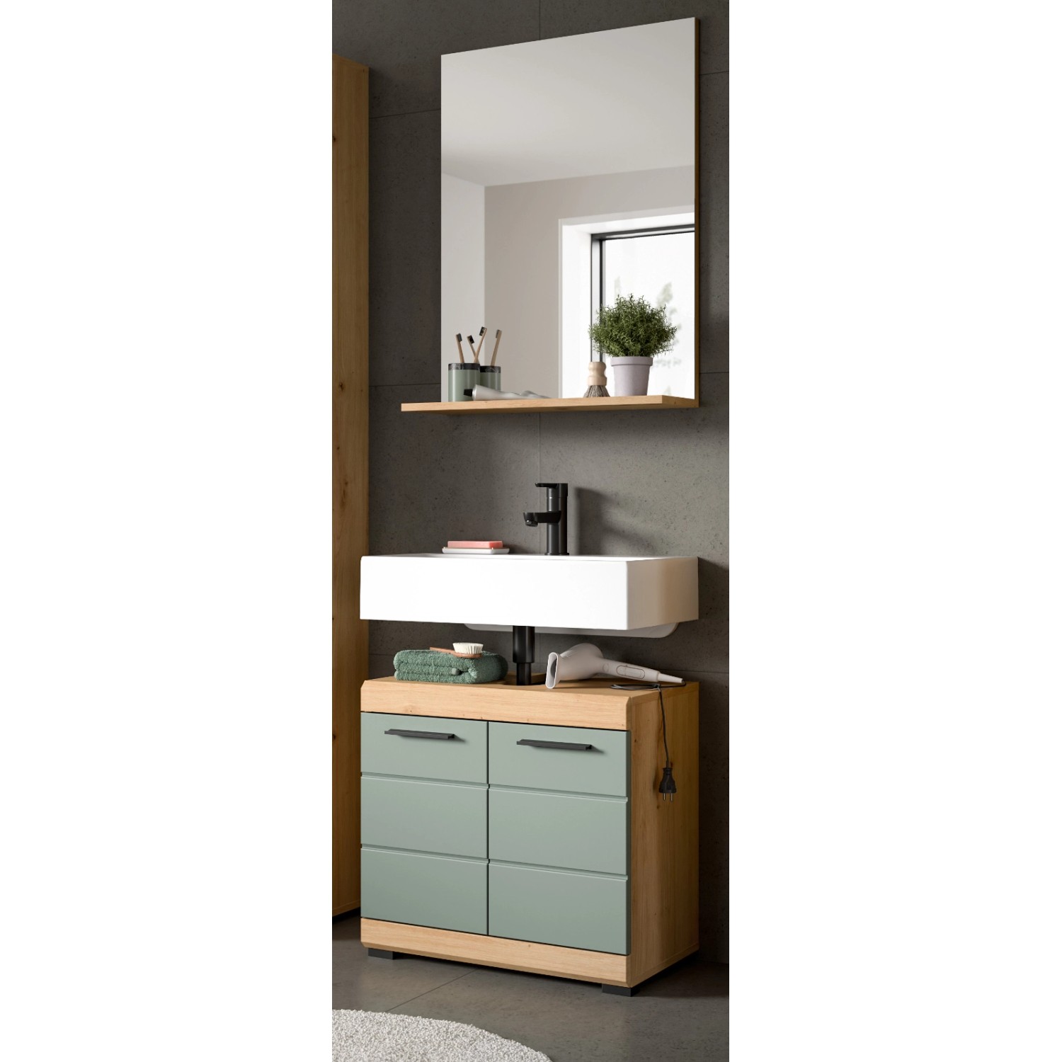 Inn.Furn Badmöbel Set 2-teilig in Grün und Eiche 60 cm Shawn Inn.Furn Badmöbel Set 2-teilig in Grün und Eiche 60 cm Shawn von Inn.Furn