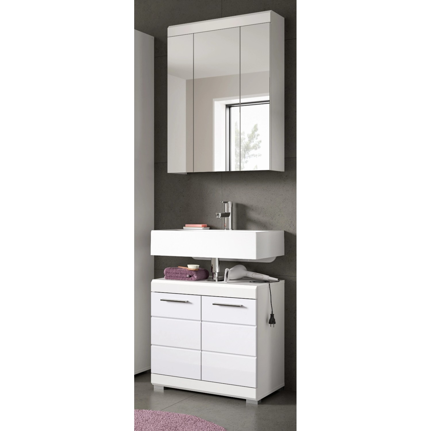 Inn.Furn Badmöbel Set 2-teilig in Weiß Hochglanz 60 cm Shawn Inn.Furn Badmöbel Set 2-teilig in Weiß Hochglanz 60 cm Shawn von Inn.Furn