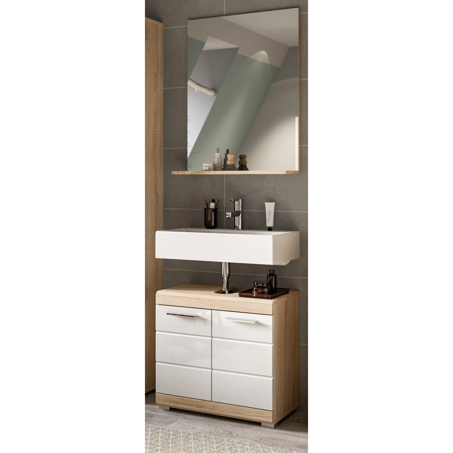 Inn.Furn Badmöbel Set 2-teilig in Weiß Hochglanz und Eiche 60 cm Mambo Inn.Furn Badmöbel Set 2-teilig in Weiß Hochglanz und Eiche 60 cm Mambo von Inn.Furn