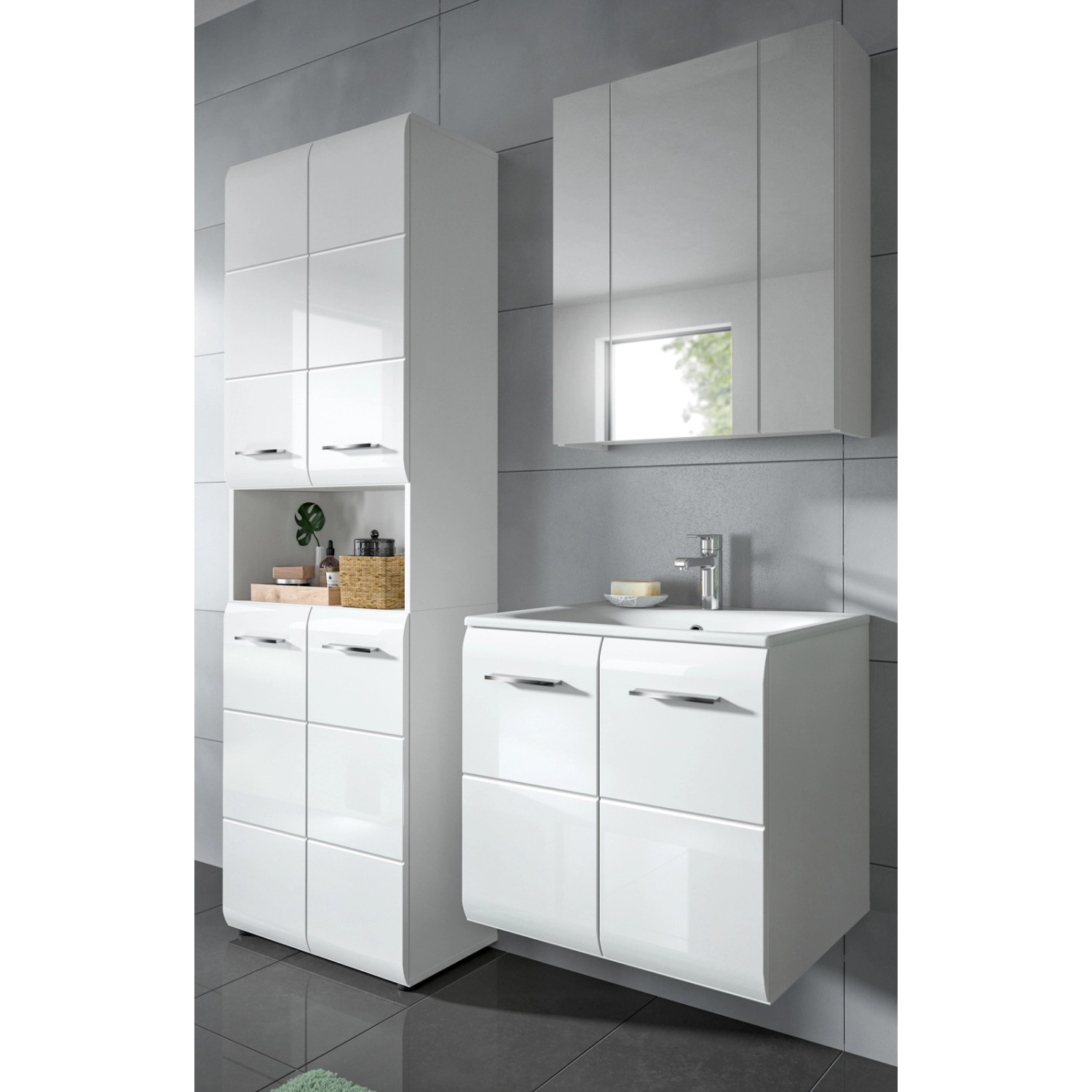 Inn.Furn Badmöbel-Set 3-teilig 135 cm in Weiß Hochglanz Cover Inn.Furn Badmöbel-Set 3-teilig 135 cm in Weiß Hochglanz Cover von Inn.Furn