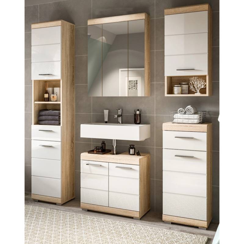 Inn.Furn Badmöbel-Set 5-teilig Weiß Hochglanz Eiche 164 cm Mambo Inn.Furn Badmöbel-Set 5-teilig Weiß Hochglanz Eiche 164 cm Mambo von Inn.Furn