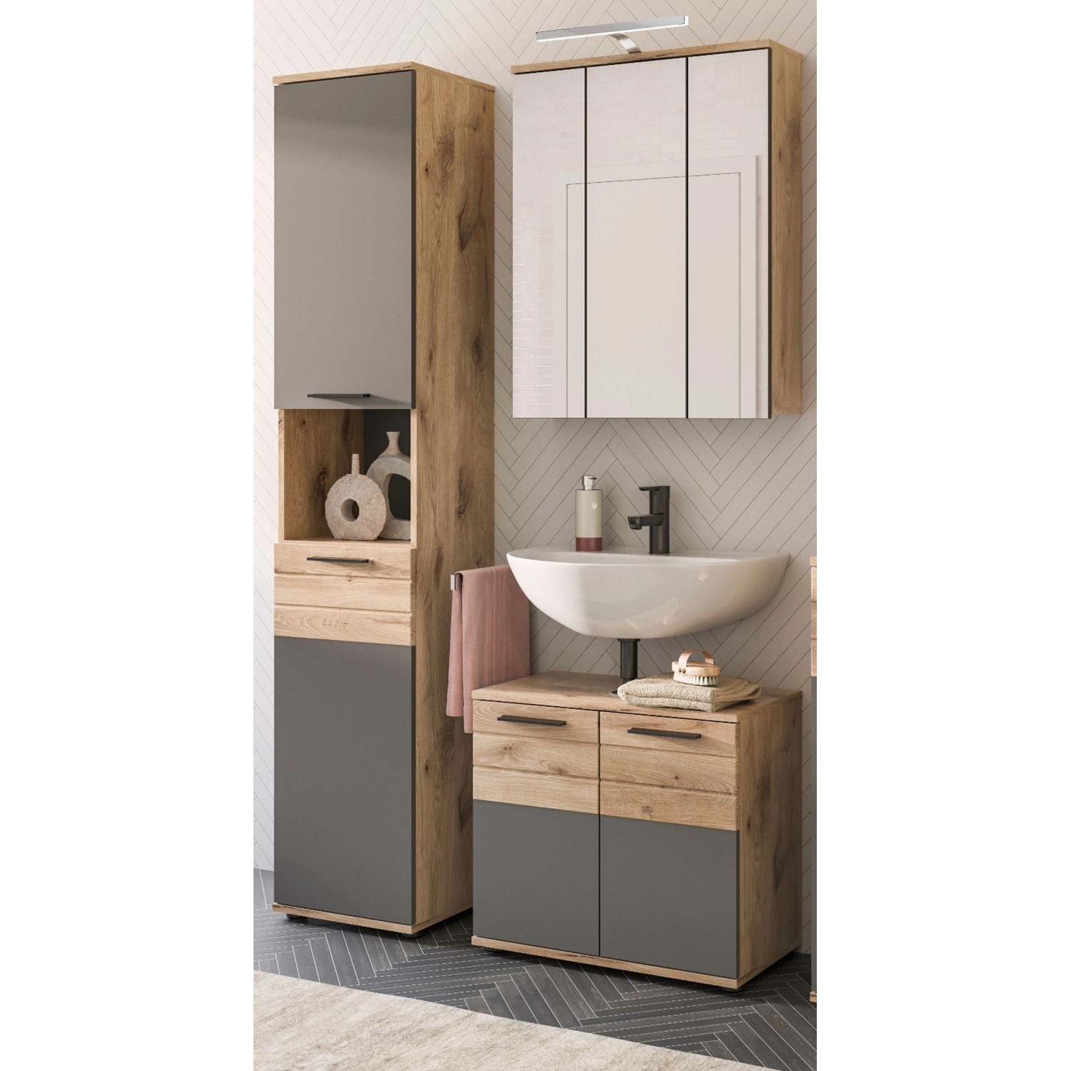 Inn.Furn Badmöbel-Set Eiche Grau 3-teilig 112 cm mit Soft-Close Tomaso Inn.Furn Badmöbel-Set Eiche Grau 3-teilig 112 cm mit Soft-Close Tomaso von Inn.Furn