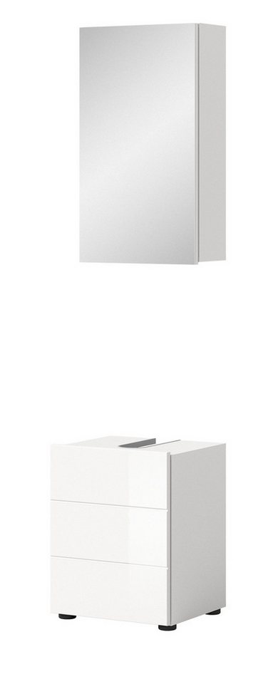 Inn.Furn Badmöbel-Set Larik, (in weiß Hochglanz, Spiegelschrank und Waschbeckenunterschrank), Breite 40 cm von Inn.Furn