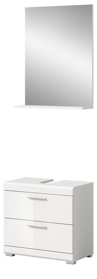 Inn.Furn Badmöbel-Set Shawn, (in weiß Hochglanz, 2-St., Badkombination 60 x 191 cm), Schubkästen mit Vollauszug von Inn.Furn