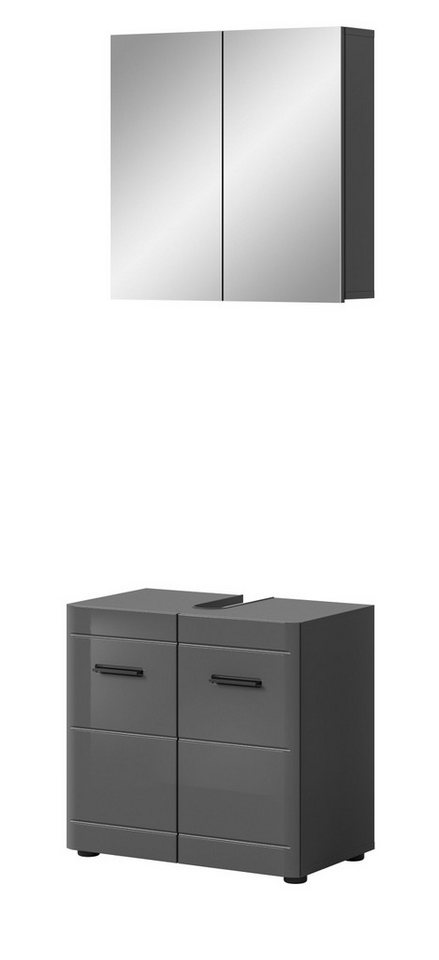 Inn.Furn Badmöbel-Set Strong, (Badezimmer in grau Hochglanz, 2-teilig, Breite 60 cm), mit Soft-Close-Funktion von Inn.Furn