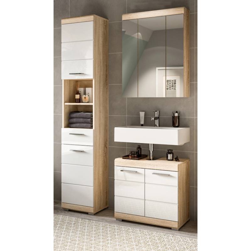 Inn.Furn Badmöbel-Set Weiß Hochglanz Eiche 3-teilig 112 cm Mambo Inn.Furn Badmöbel-Set Weiß Hochglanz Eiche 3-teilig 112 cm Mambo von Inn.Furn