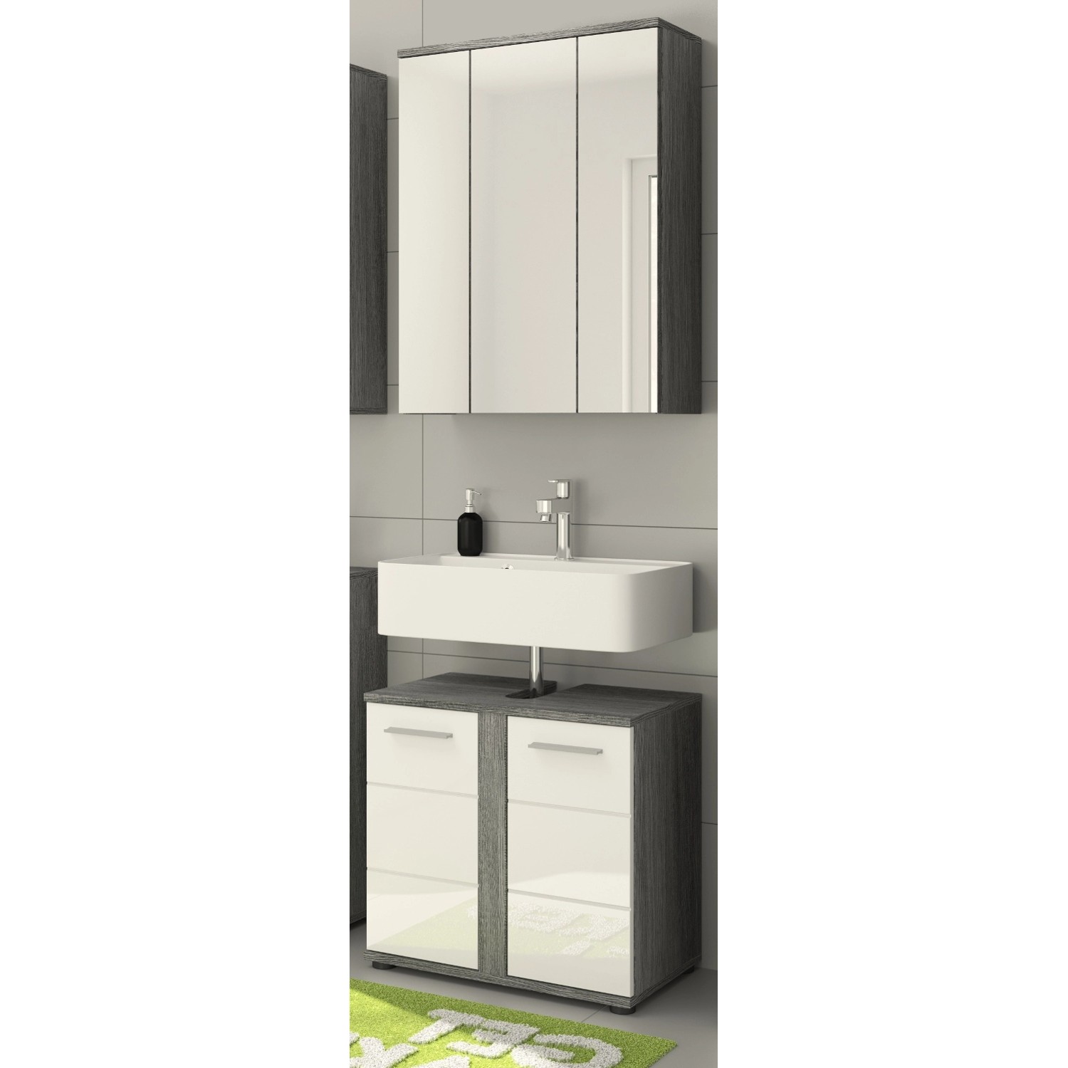 Inn.Furn Badmöbel-Set Weiß Hochglanz Grau 2-teilig 60 cm 11 Fächer Bailey Inn.Furn Badmöbel-Set Weiß Hochglanz Grau 2-teilig 60 cm 11 Fächer Bailey von Inn.Furn