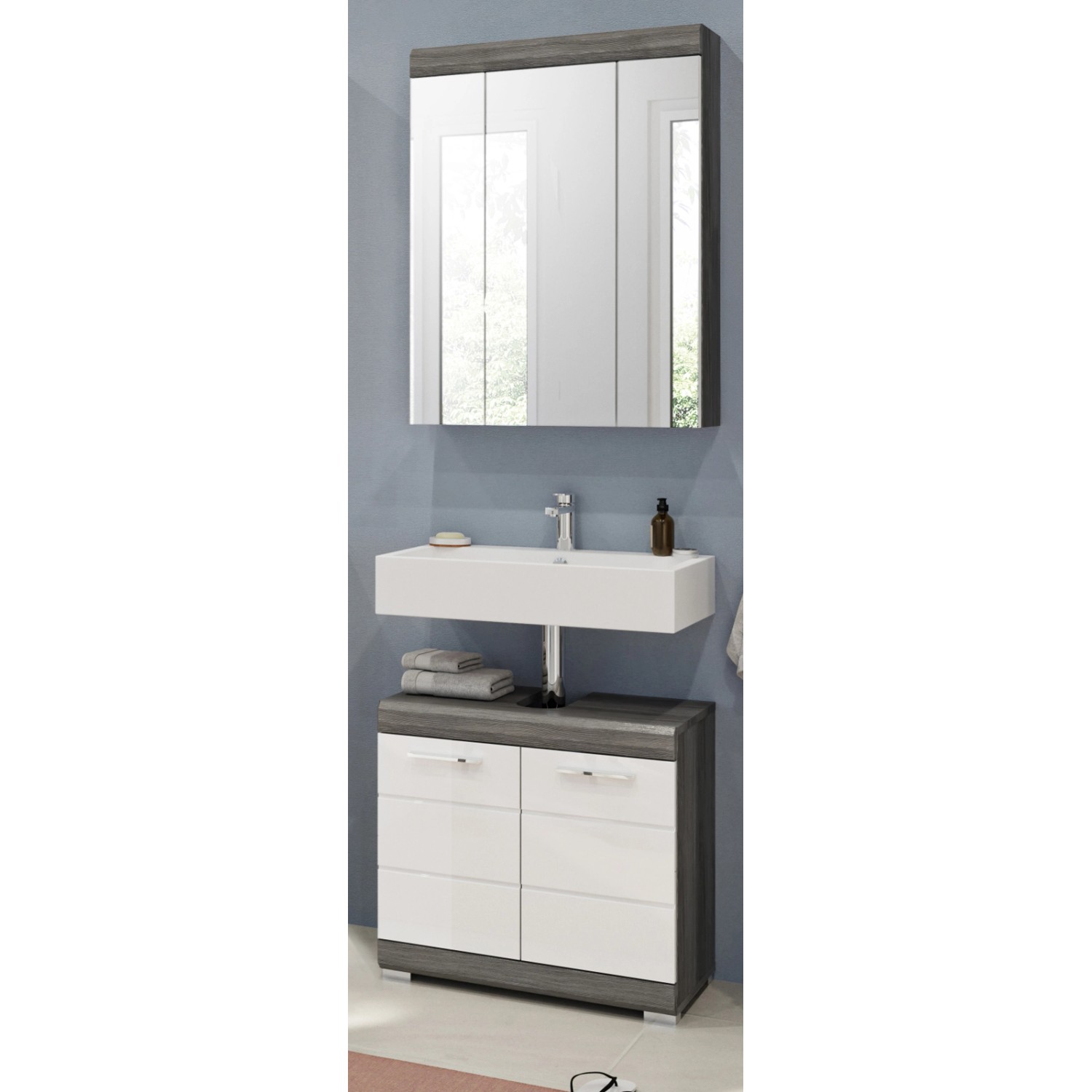 Inn.Furn Badmöbel-Set Weiß Hochglanz Grau 2-teilig 60 cm Viel Stauraum Shawn Inn.Furn Badmöbel-Set Weiß Hochglanz Grau 2-teilig 60 cm Viel Stauraum Shawn von Inn.Furn