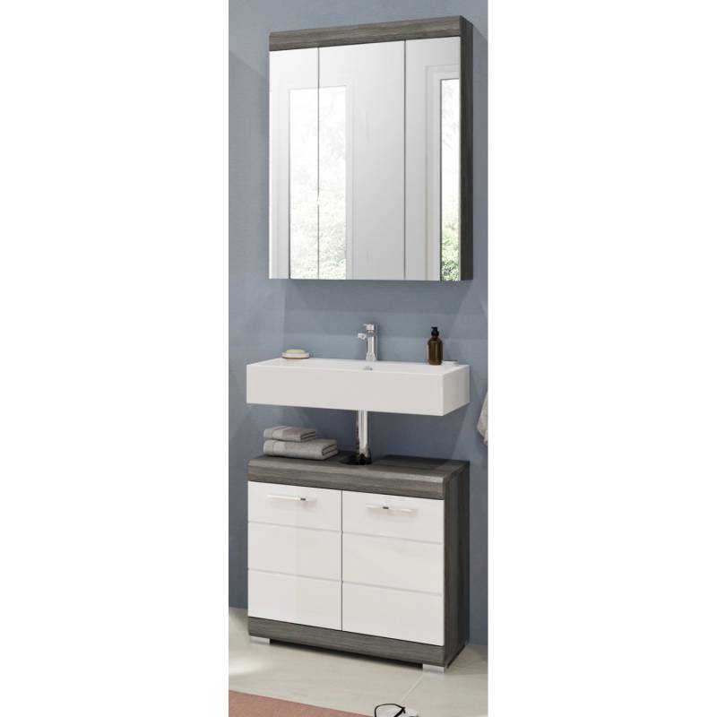 Inn.Furn Badmöbel-Set Weiß Hochglanz Grau 2-teilig 60 cm Viel Stauraum Shawn Inn.Furn Badmöbel-Set Weiß Hochglanz Grau 2-teilig 60 cm Viel Stauraum Shawn von Inn.Furn