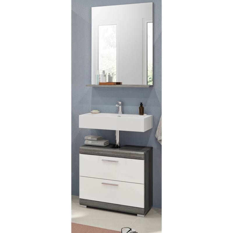 Inn.Furn Badmöbel-Set Weiß Hochglanz Grau 2-teilig 60 cm Vollauszug Shawn Inn.Furn Badmöbel-Set Weiß Hochglanz Grau 2-teilig 60 cm Vollauszug Shawn von Inn.Furn