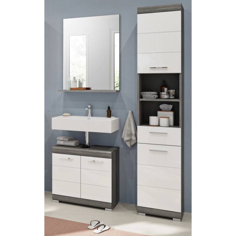 Inn.Furn Badmöbel-Set Weiß Hochglanz Grau 3-teilig 112 cm 8 Fächer Shawn Inn.Furn Badmöbel-Set Weiß Hochglanz Grau 3-teilig 112 cm 8 Fächer Shawn von Inn.Furn