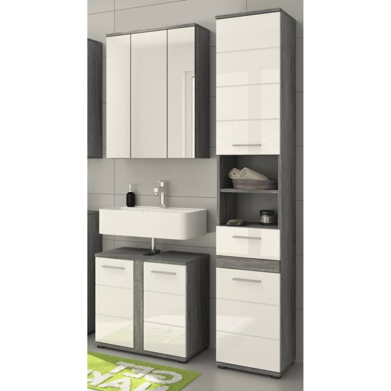 Inn.Furn Badmöbel-Set Weiß Hochglanz Grau 3-teilig 114 cm 18 Fächer Bailey Inn.Furn Badmöbel-Set Weiß Hochglanz Grau 3-teilig 114 cm 18 Fächer Bailey von Inn.Furn