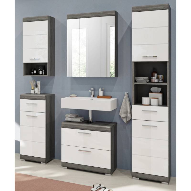 Inn.Furn Badmöbel-Set Weiß Hochglanz Grau 5-teilig 164 cm 20 Fächer Shawn Inn.Furn Badmöbel-Set Weiß Hochglanz Grau 5-teilig 164 cm 20 Fächer Shawn von Inn.Furn