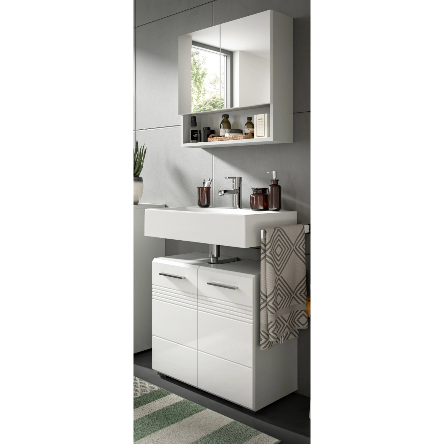 Inn.Furn Badmöbel-Set Weiß Hochglanz Grau 60 cm 2-teilig mit Soft-Close Carlo Inn.Furn Badmöbel-Set Weiß Hochglanz Grau 60 cm 2-teilig mit Soft-Close Carlo von Inn.Furn