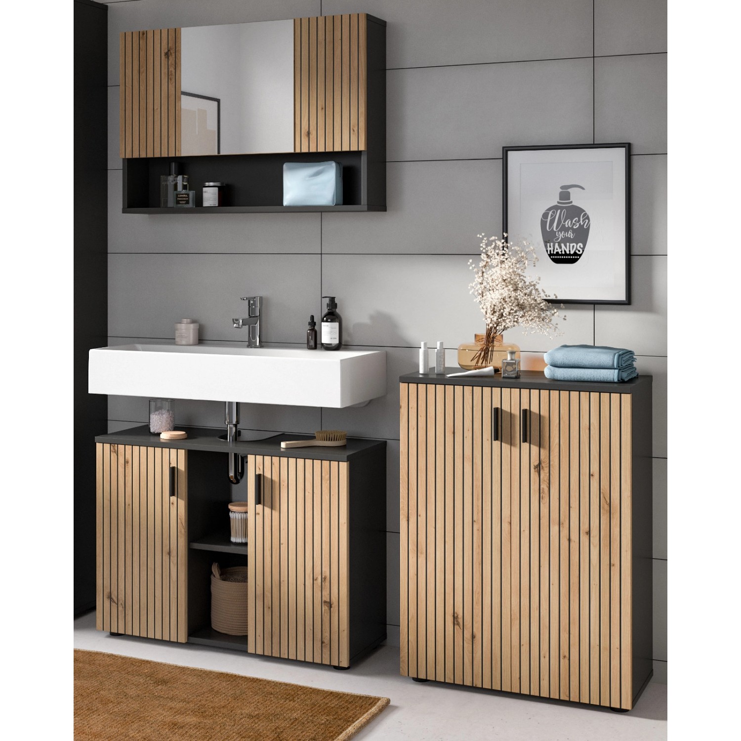 Inn.Furn Badmöbel Set in Eiche und Grau 3-teilig 155 cm Livia Inn.Furn Badmöbel Set in Eiche und Grau 3-teilig 155 cm Livia von Inn.Furn