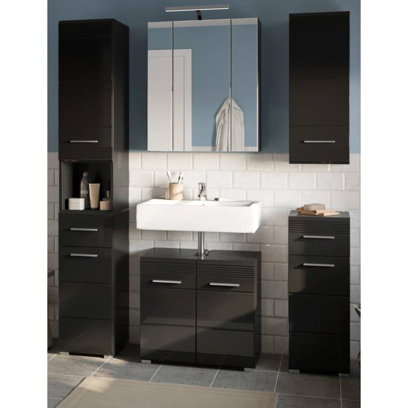 Inn.Furn Badmöbel-Set in Schwarz Hochglanz 5-teilig 150 cm Leon Inn.Furn Badmöbel-Set in Schwarz Hochglanz 5-teilig 150 cm Leon von Inn.Furn