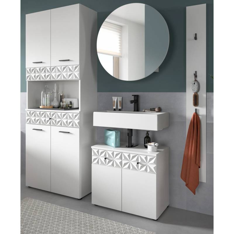 Inn.Furn Badmöbel Set in Weiß Hochglanz 4-teilig 186 cm Relief Inn.Furn Badmöbel Set in Weiß Hochglanz 4-teilig 186 cm Relief von Inn.Furn