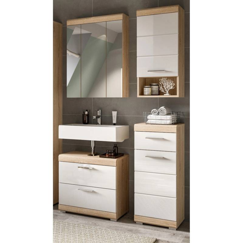Inn.Furn Badmöbel Set in Weiß Hochglanz und Eiche 4-teilig 112 cm Mambo Inn.Furn Badmöbel Set in Weiß Hochglanz und Eiche 4-teilig 112 cm Mambo von Inn.Furn