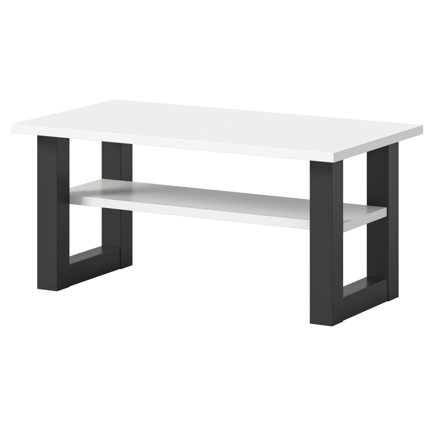 Inn.Furn Couchtisch Weiß Grau 90 x 50 cm Wohnzimmertisch mit Ablage Eldon von Inn.Furn