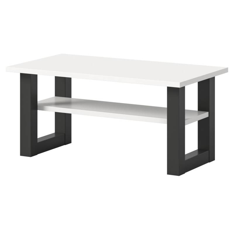 Inn.Furn Couchtisch Weiß Grau 90 x 50 cm Wohnzimmertisch mit Ablage Eldon von Inn.Furn